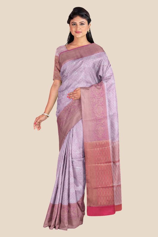 Floral Print Bollywood Silk Blend Saree  (Pink)