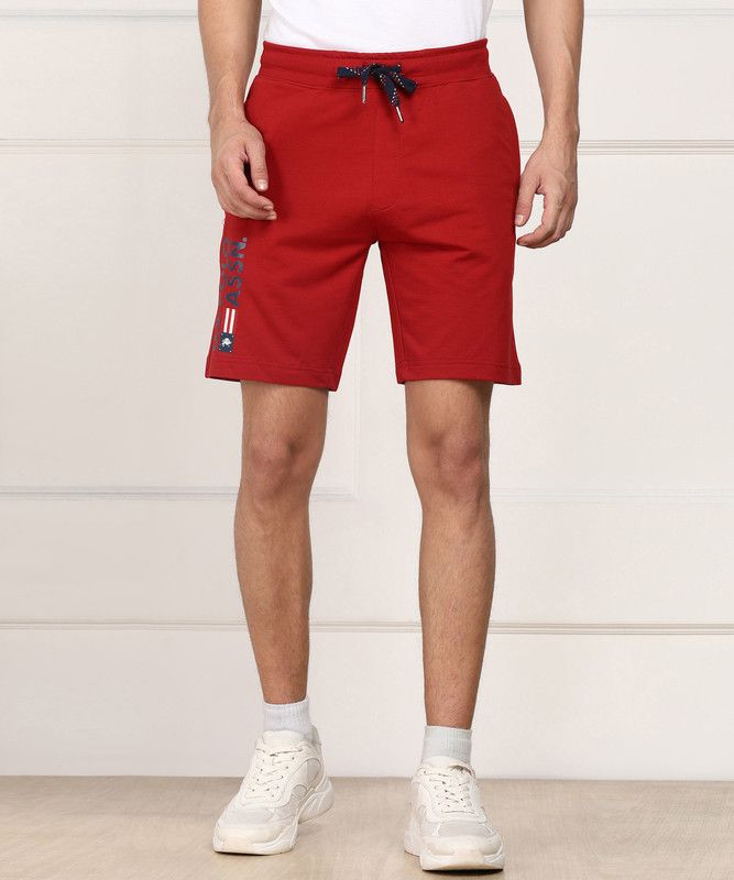 Solid Men Red Basic Shorts