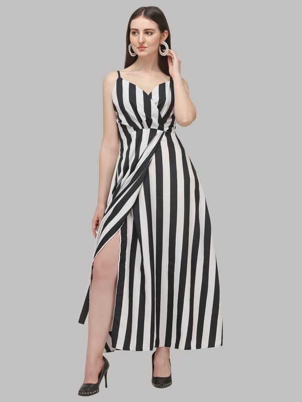 Women Wrap Black, White Dress