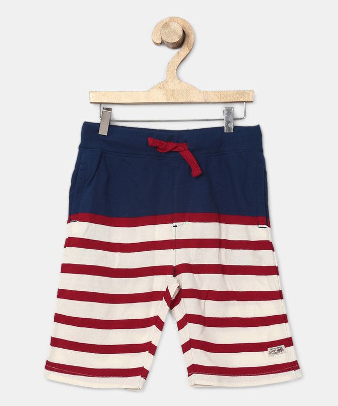 Short For Boys Casual Striped Cotton Linen Blend  (Multicolor, Pack of 1)
