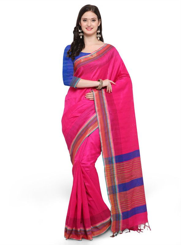 Geometric Print Daily Wear Silk Blend Saree  (Pink)