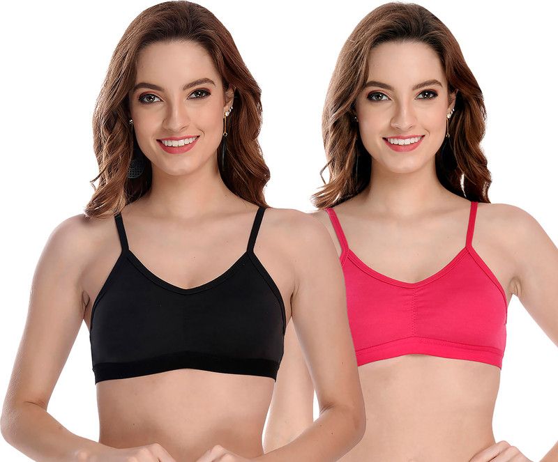 PIBU Women Minimizer Non Padded Bra  (Black, Pink)