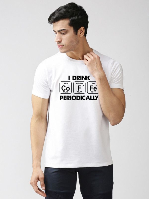 Dryfit Micropolyester Tshirt for Men's Round Neck Half Sleeves Sports Casual Men Typography Round Neck Polyester White T-Shirt