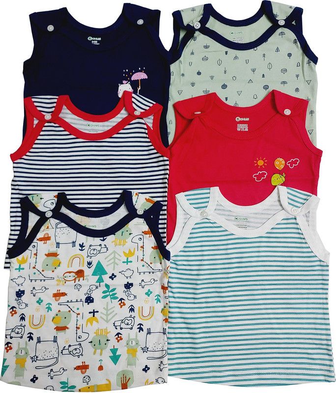 Vest For Baby Boys & Baby Girls Cotton Jersey  (Multicolor, Pack of 6)