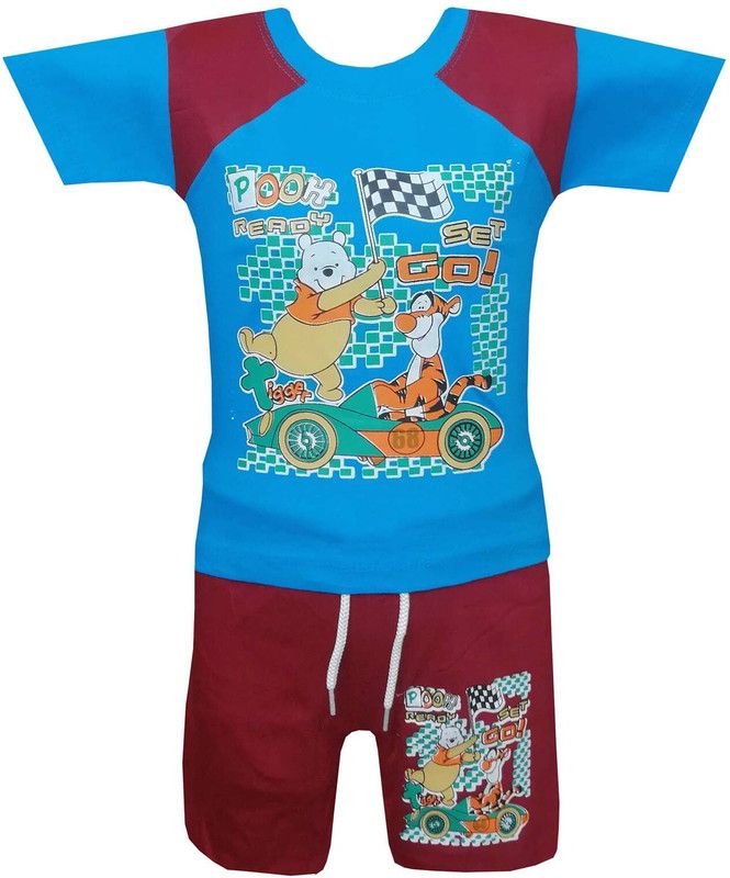 MSV VENTURE Baby Boys Casual T-shirt Shorts  (Blue)