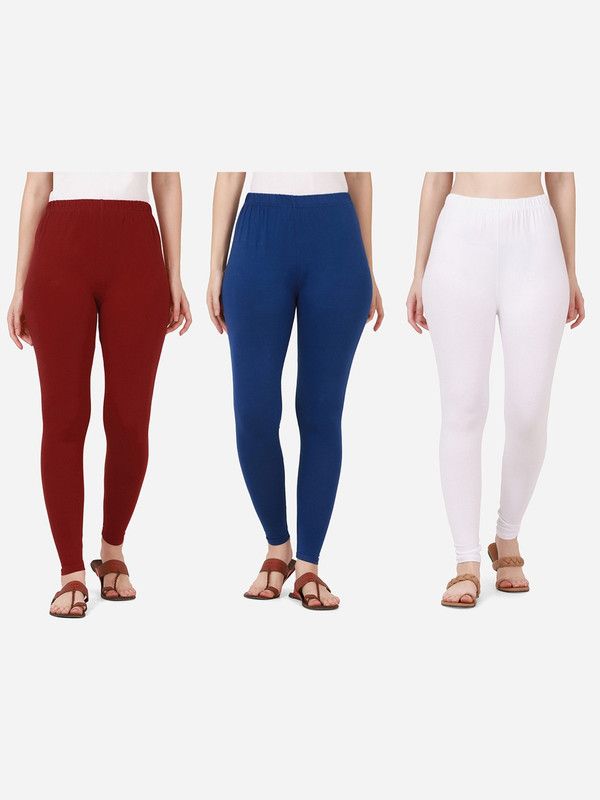 Ankle Length Ethnic Wear Legging  (Maroon, Blue, White, Solid)