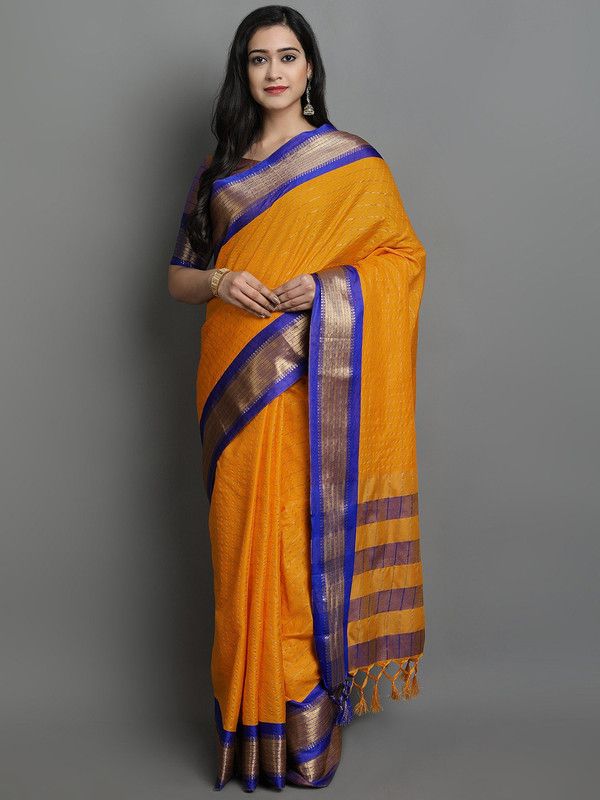 Bollywood Pure Cotton Saree  (Gold)