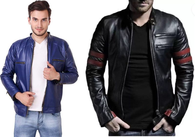 Men & Women Self Design Leather Jacket