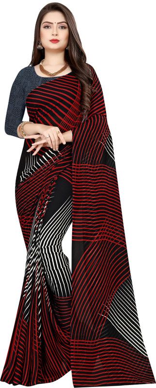 Graphic Print Daily Wear Georgette Saree  (Black)
