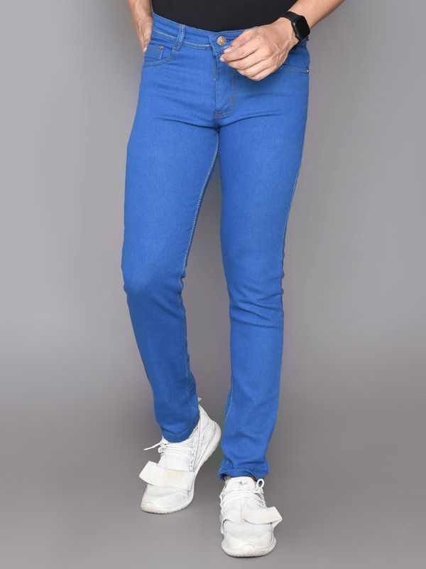 Men Slim Mid Rise Light Blue Jeans