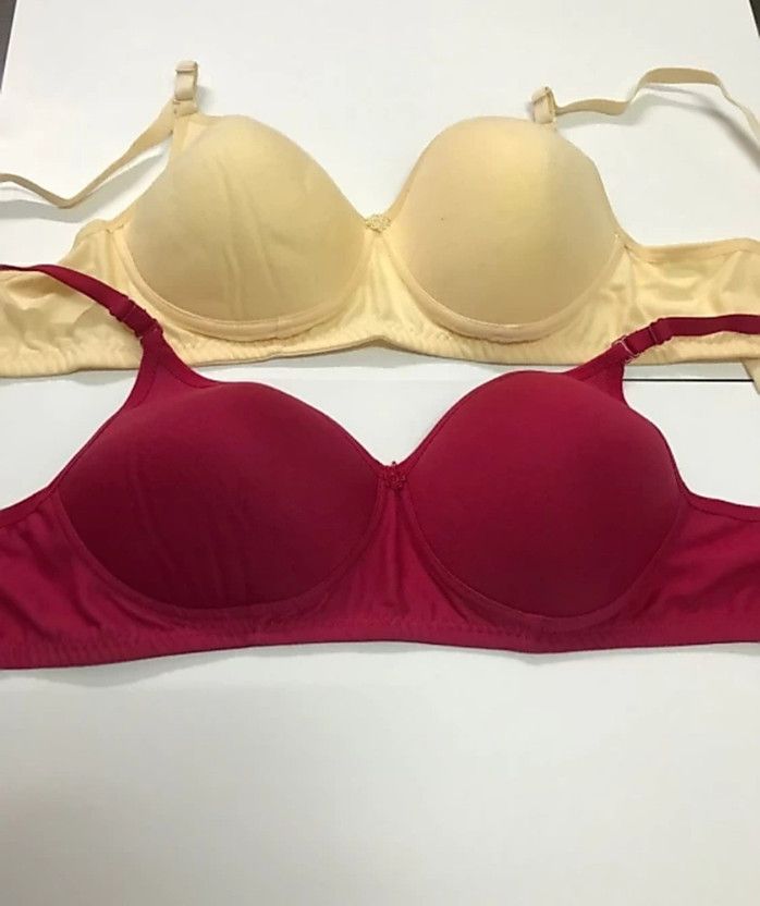 Pack of 2 Women T-Shirt Heavily Padded Bra  (Maroon, Red)