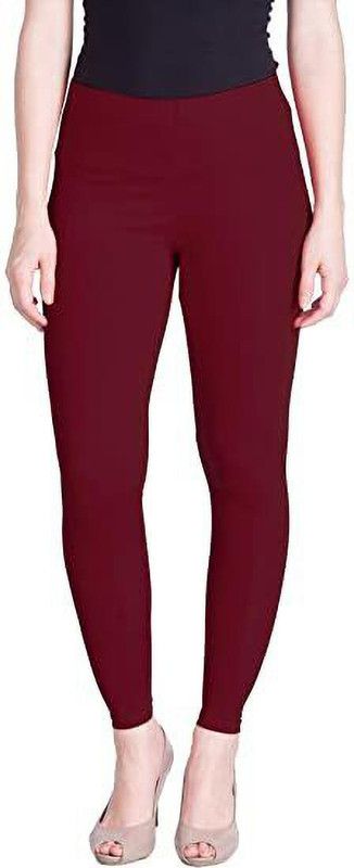 AN BASICS Ankle Length Western Wear Legging  (Maroon, Solid)