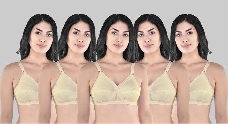 Pack of 5 Women Full Coverage Non Padded Bra  (Beige)