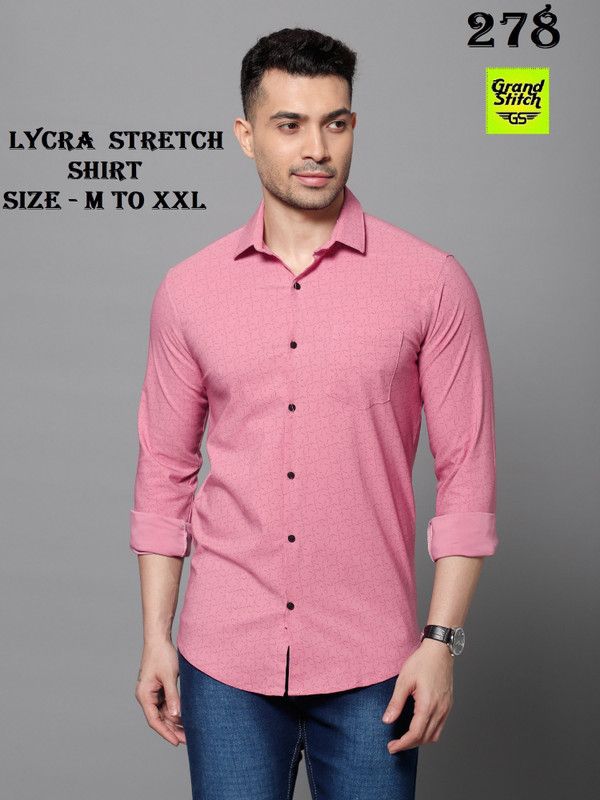 Men Printed Casual Pink Shirt