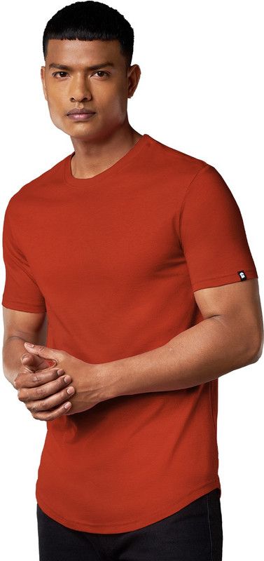 Peanuts Men Solid Round Neck Pure Cotton Maroon T-Shirt