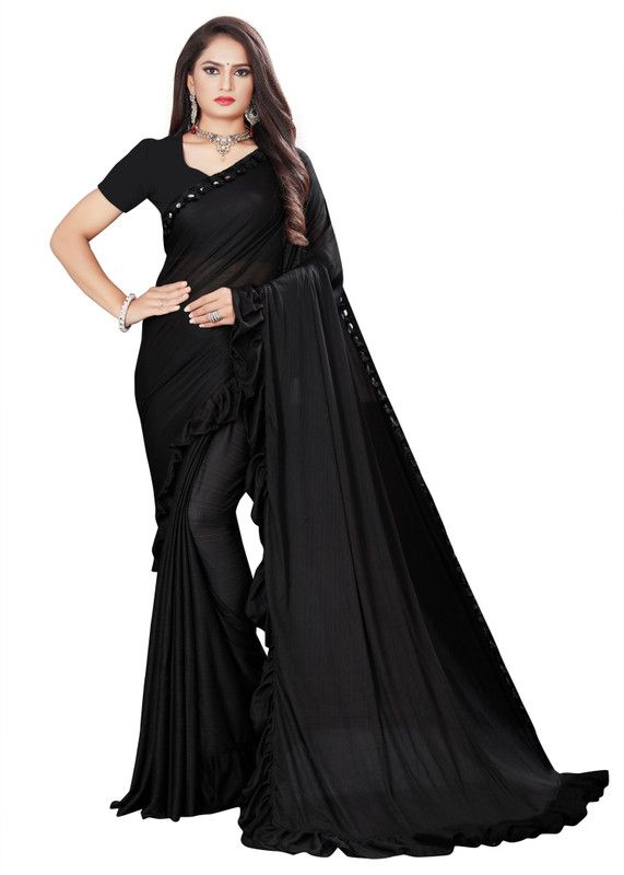 Digital Print Bollywood Georgette Saree  (Black)
