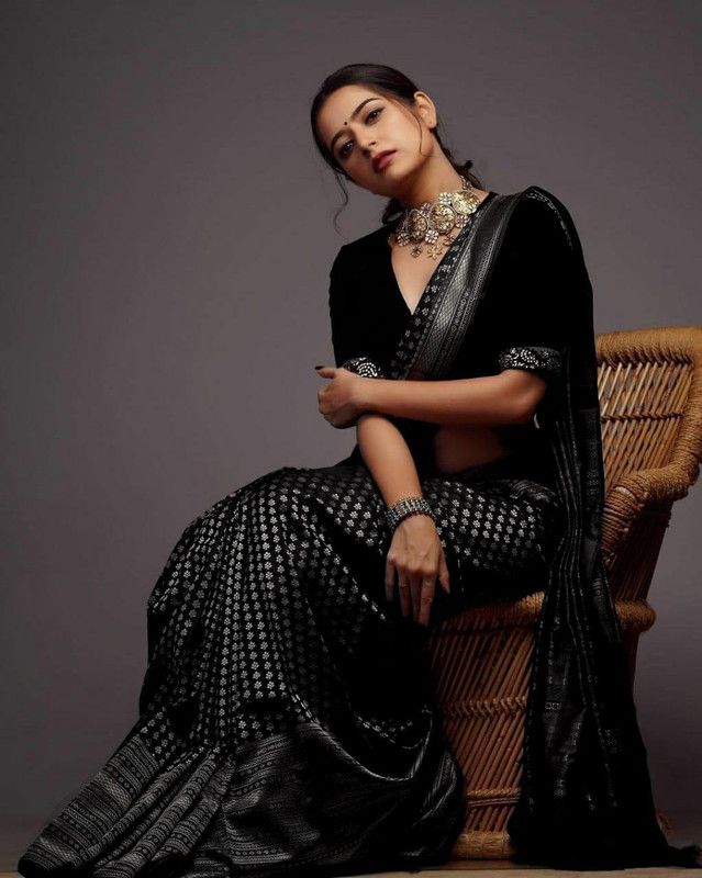 Self Design, Woven Banarasi Pure Silk, Cotton Silk Saree  (Black)