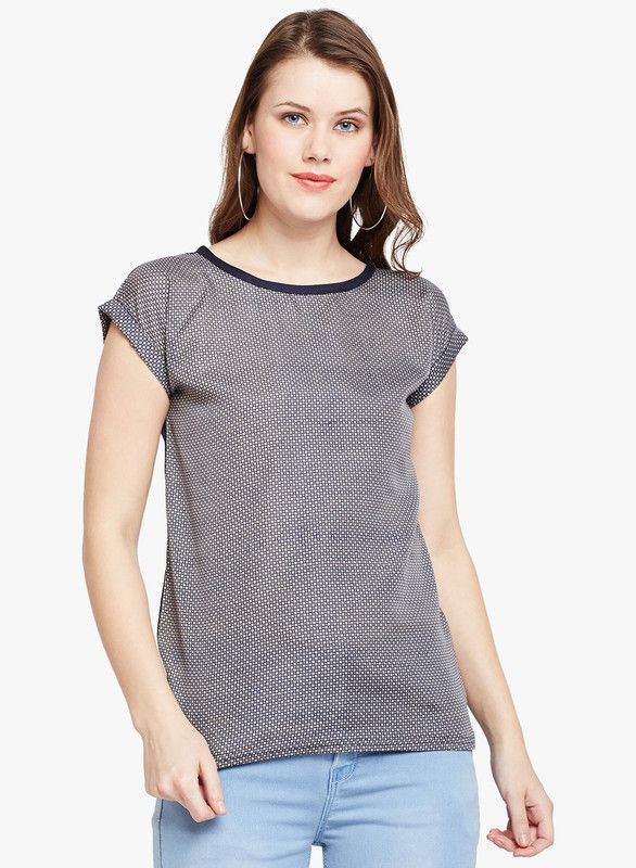 Casual Cap Sleeves Printed Women Beige Top