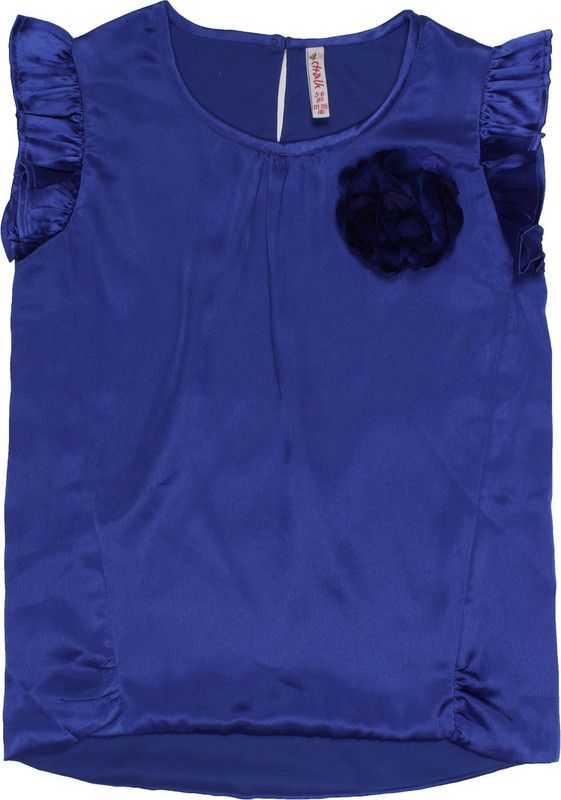 Girls Cotton Blend Blouson Top  (Blue, Pack of 1)