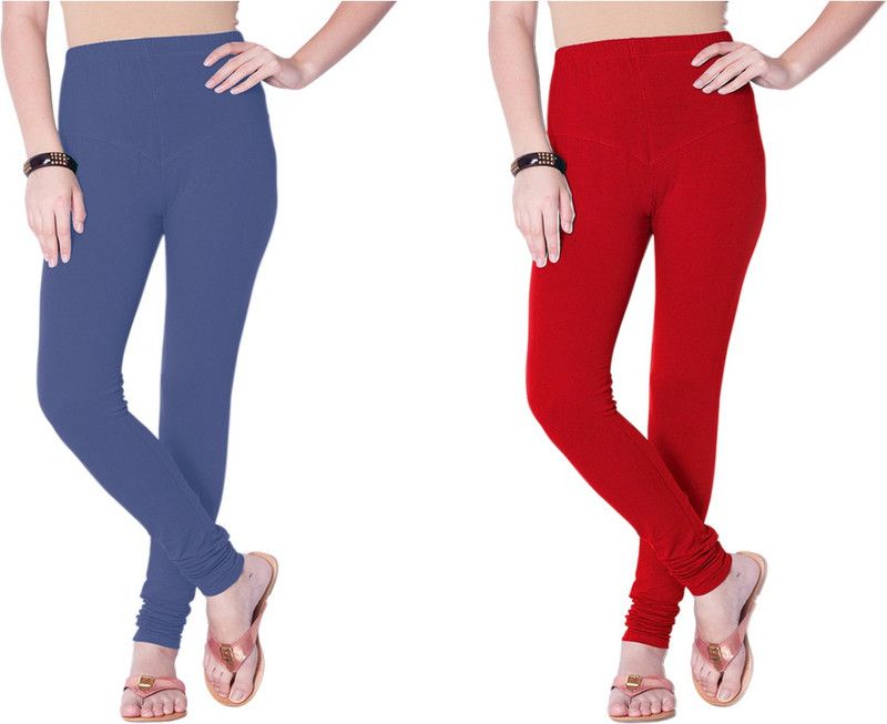 SP Weella Churidar Western Wear Legging  (Light Blue, Red, Solid)