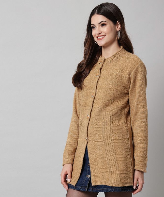Women Woven Round Neck Multicolor Sweater