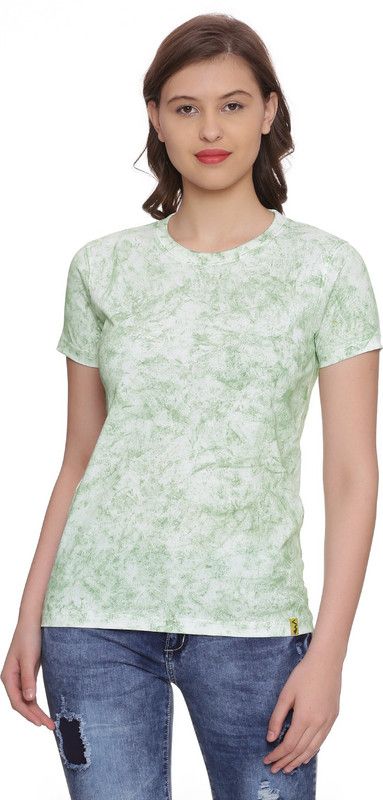 Casual Regular Sleeves Printed Women Green, White Top
