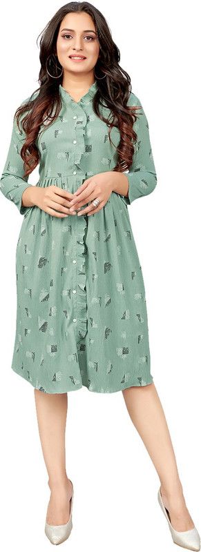Women Asymmetric Green Dress