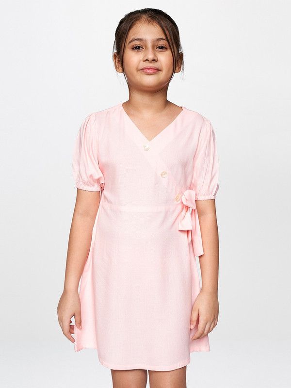 Above Knee Casual Dress  (Pink, Half Sleeve)