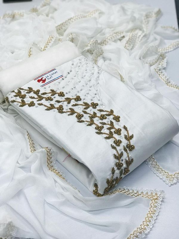 Unstitched Cotton Linen Blend Suit Fabric Self Design