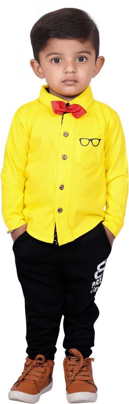 Boys Party(Festive) Shirt Jegging, Bow Tie, Bow Tie  (Yellow)