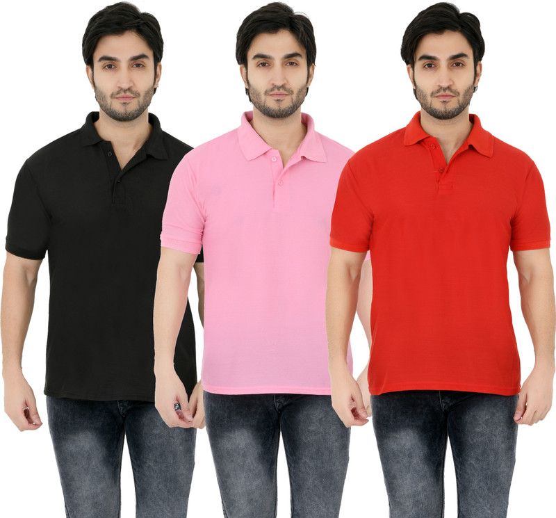 Solid Men Red T-Shirt  (Pack of 3)