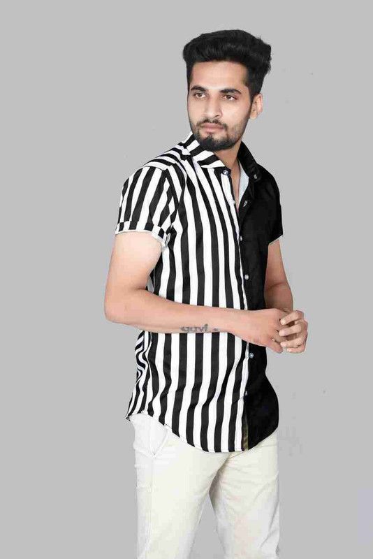 Men Regular Fit Printed, Striped, Color Block Casual Shirt