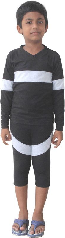 Baby Boys Casual T-shirt Pant  (Black)