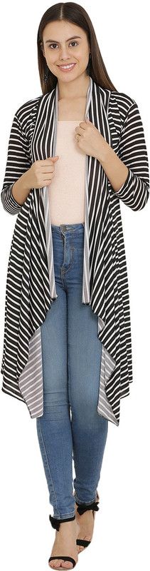 Women Flared 3/4th Sleeve Black Shrug