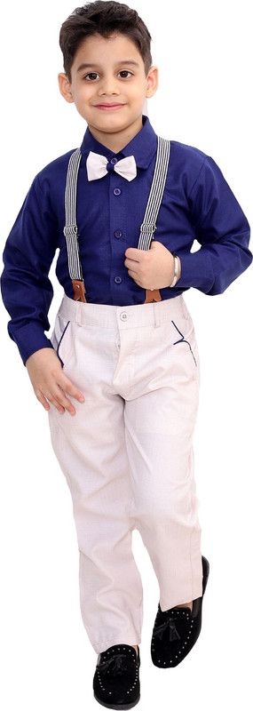 Boys Party(Festive) Trouser Shirt  (Dark Blue)