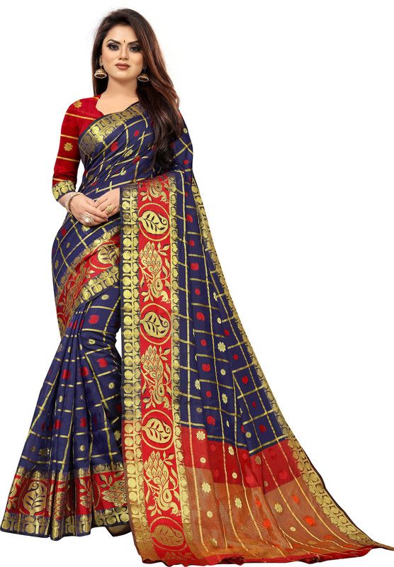 Banarasi Pure Silk Saree  (Blue)
