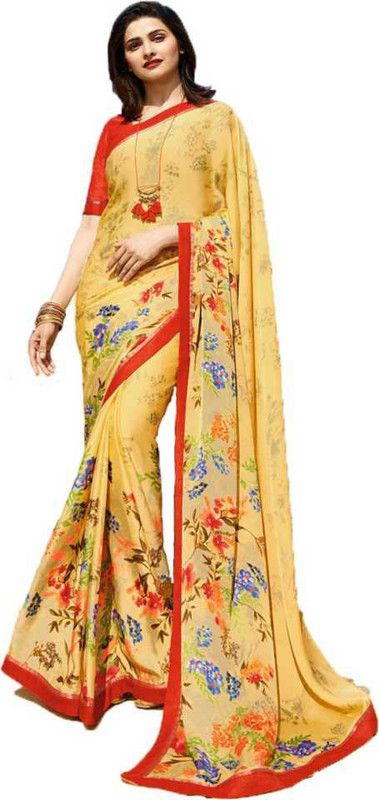Printed Daily Wear Pure Silk Saree  (Yellow)