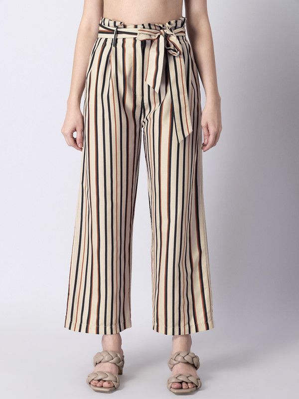 Pack of 2 Women Regular Fit Beige Viscose Rayon Trousers