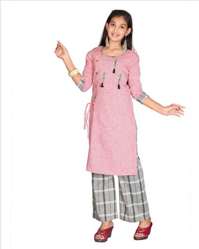 Girls Rayon Kurta and Pallazo Set  (Pack of 1)