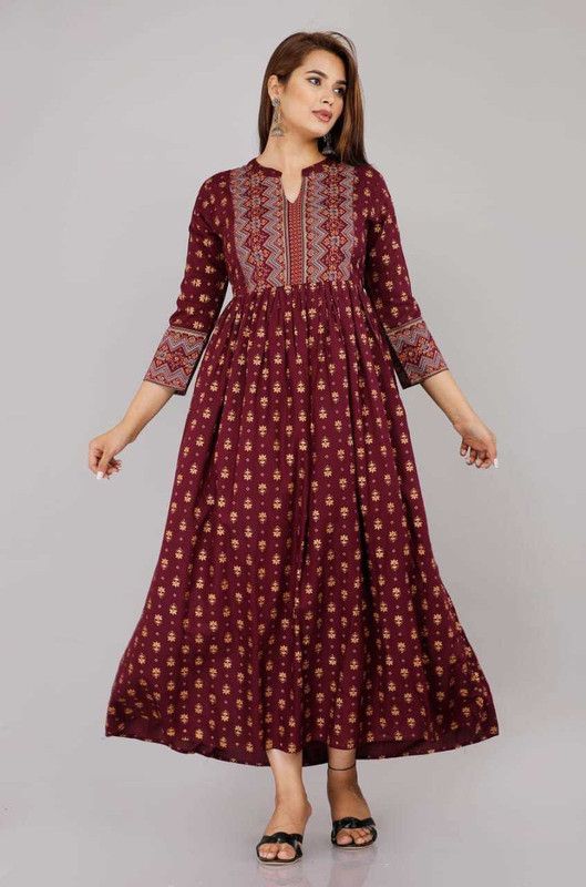 Women Maxi Purple, Orange Dress