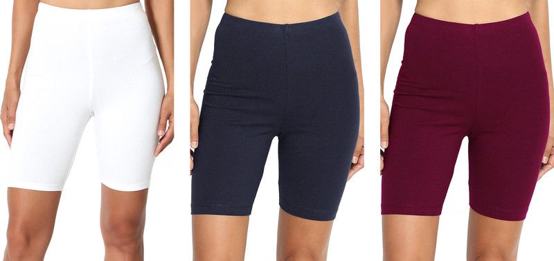 Pack of 3 Solid Women White, Blue, Maroon Running Shorts