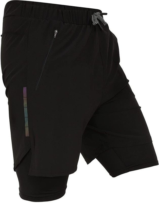 Solid Men Black Gym Shorts, Sports Shorts, Cycling Shorts