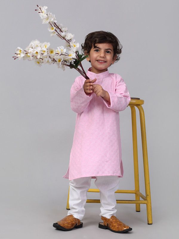 Baby Boys Cotton Blend Kurta and Pyjama Set  (Pack of 1)