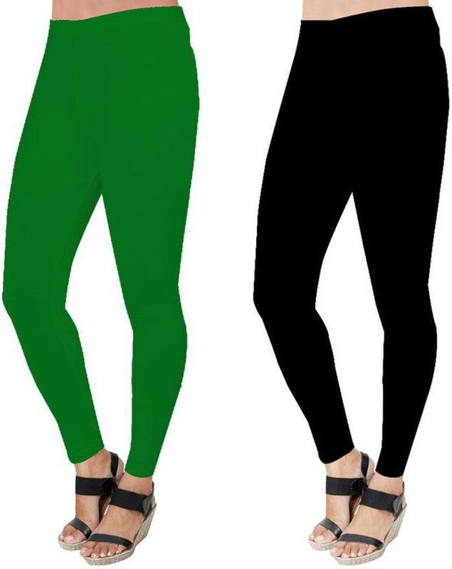 Lw Fashion Club Ankle Length Western Wear Legging  (Green, Black, Solid)