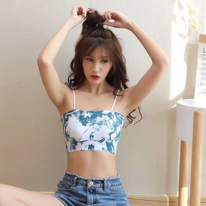 Women Bralette Lightly Padded Bra  (White, Blue)