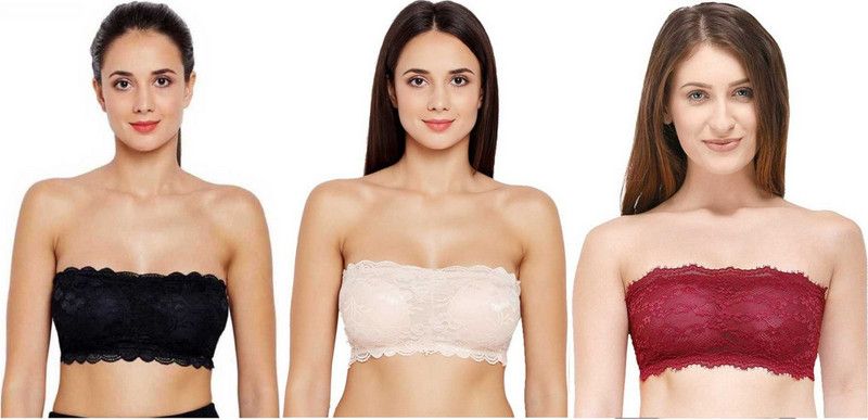 Pack of 8 Women Bandeau/Tube Lightly Padded Bra  (Black, Beige, Maroon)