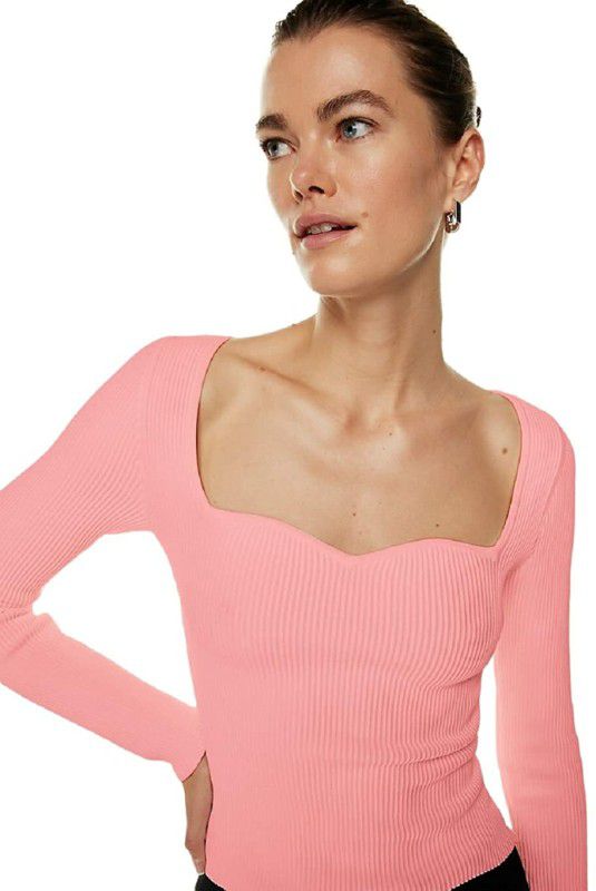 Casual Raglan Sleeves Solid Women Pink Top