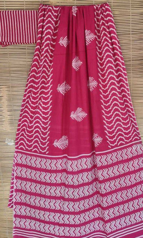 Printed Daily Wear Pure Cotton Saree  (Pink, White)