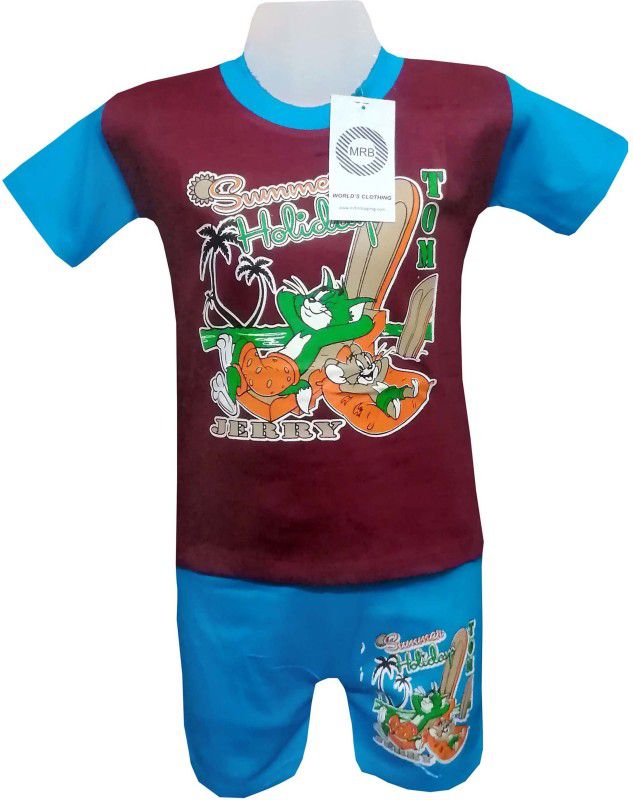 Baby Boys Tom & Jerry Casual T-shirt Pant  (Brown)