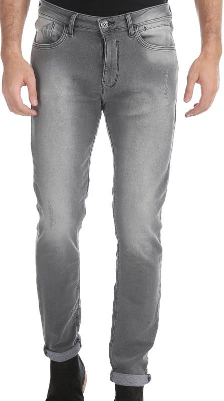 Men Slim Mid Rise Grey Jeans